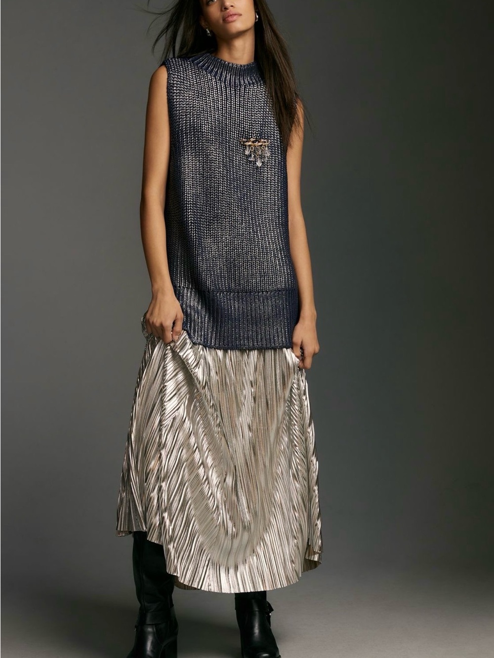 Pilcro Foil Sweater Vest